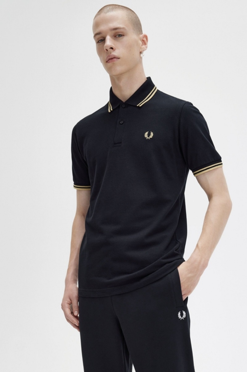 Fred Perry The Fred Perry Men's Shirts Black | KYI-786154