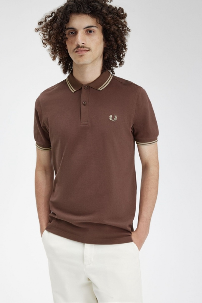 Fred Perry The Fred Perry Men's Shirts Chocolate | XKN-634520