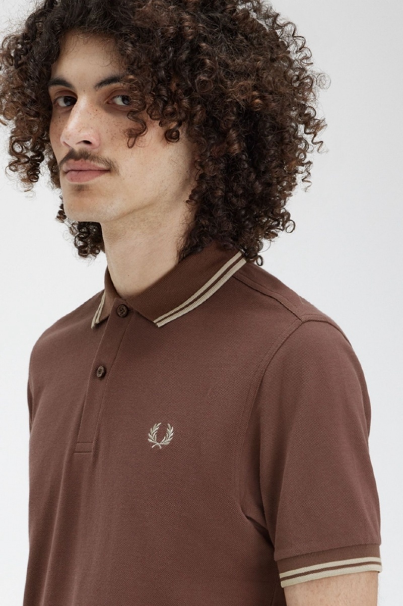 Fred Perry The Fred Perry Men's Shirts Chocolate | XKN-634520