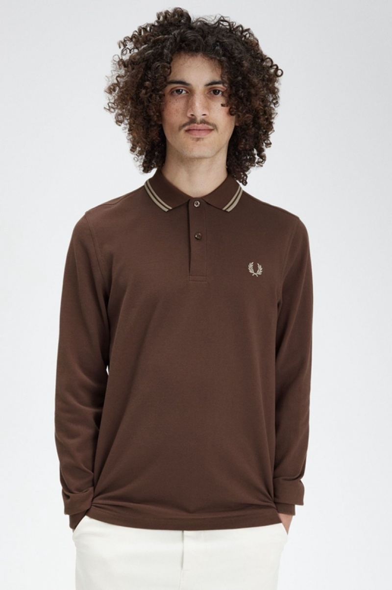 Fred Perry The Fred Perry Men's Shirts Chocolate | FWQ-698205