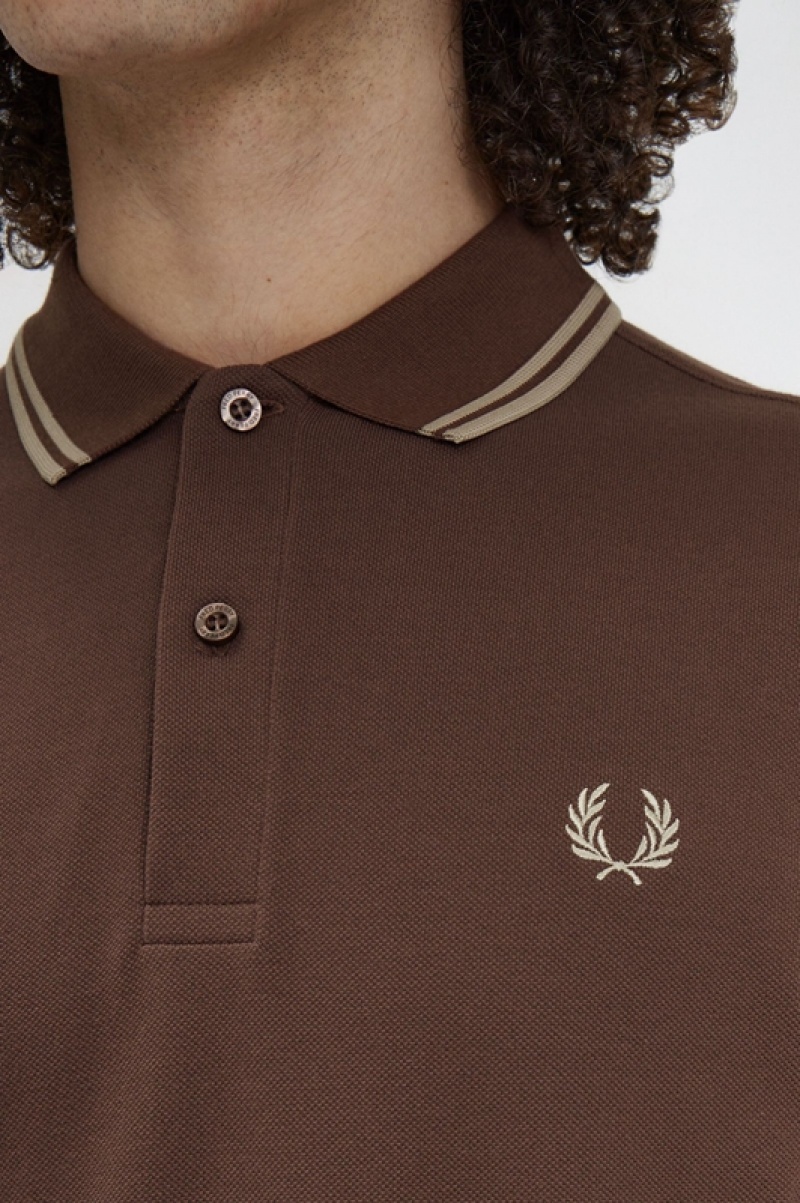 Fred Perry The Fred Perry Men's Shirts Chocolate | FWQ-698205