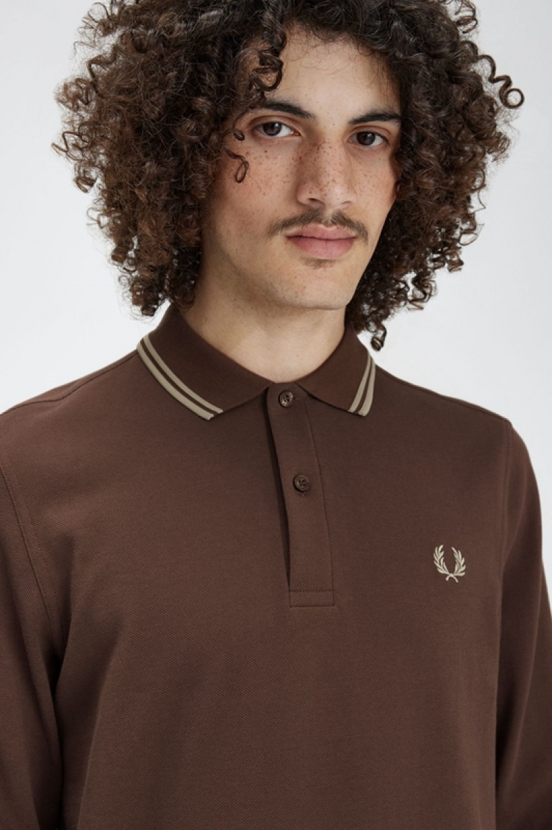 Fred Perry The Fred Perry Men's Shirts Chocolate | FWQ-698205