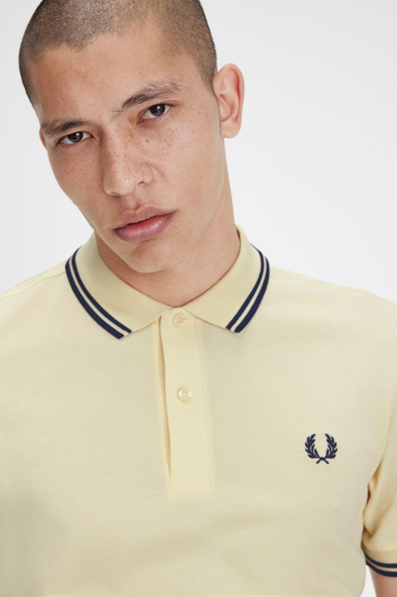 Fred Perry The Fred Perry Men's Shirts Cream | FAD-315206