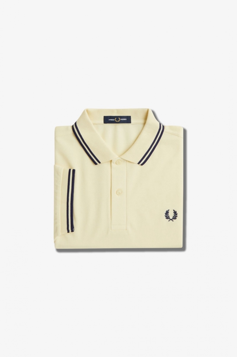 Fred Perry The Fred Perry Men\'s Shirts Cream | FAD-315206