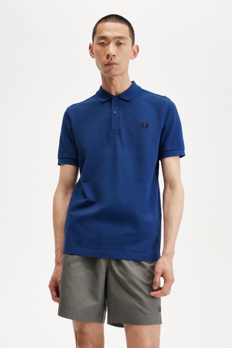 Fred Perry The Fred Perry Men's Shirts Deep Blue | DMT-069328