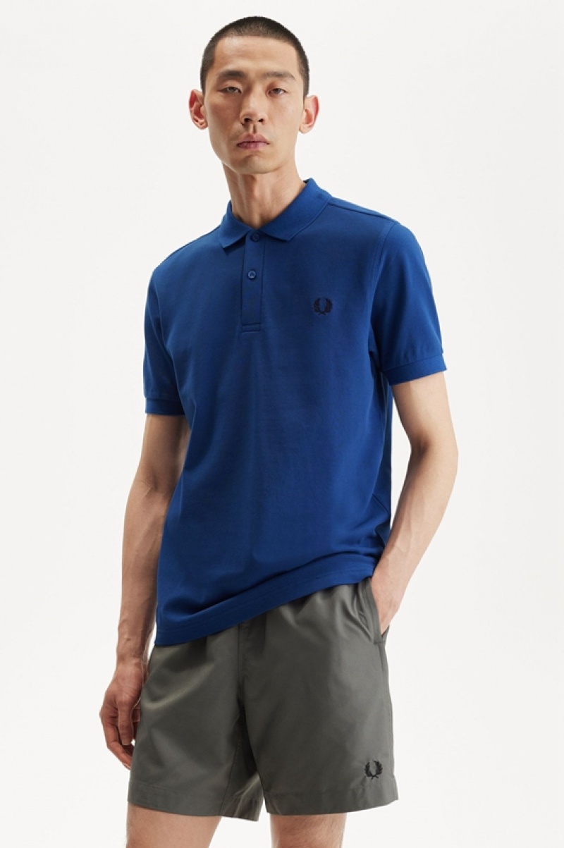 Fred Perry The Fred Perry Men's Shirts Deep Blue | DMT-069328