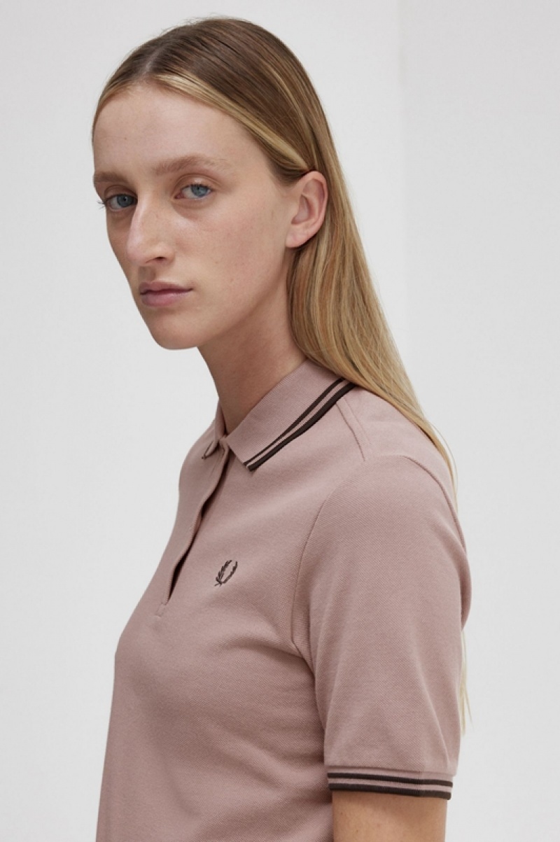 Fred Perry The Fred Perry Women's Polo Shirts Dark Pink | JCW-310962