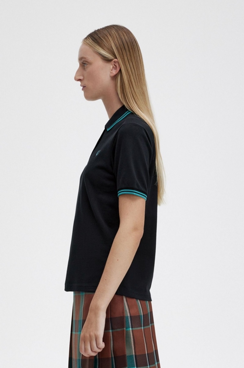 Fred Perry The Fred Perry Women's Polo Shirts Black | QKF-139805