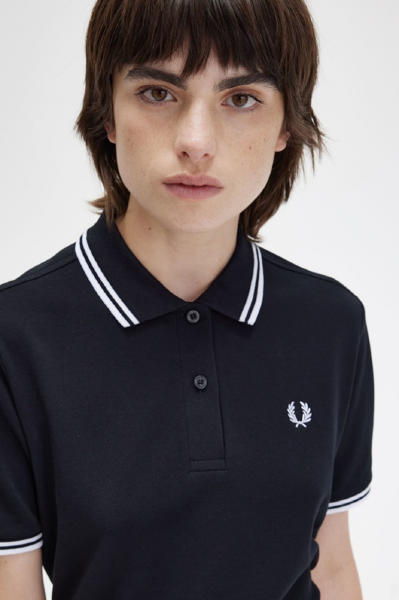 Fred Perry The Fred Perry Women's Polo Shirts Black | JNV-973254