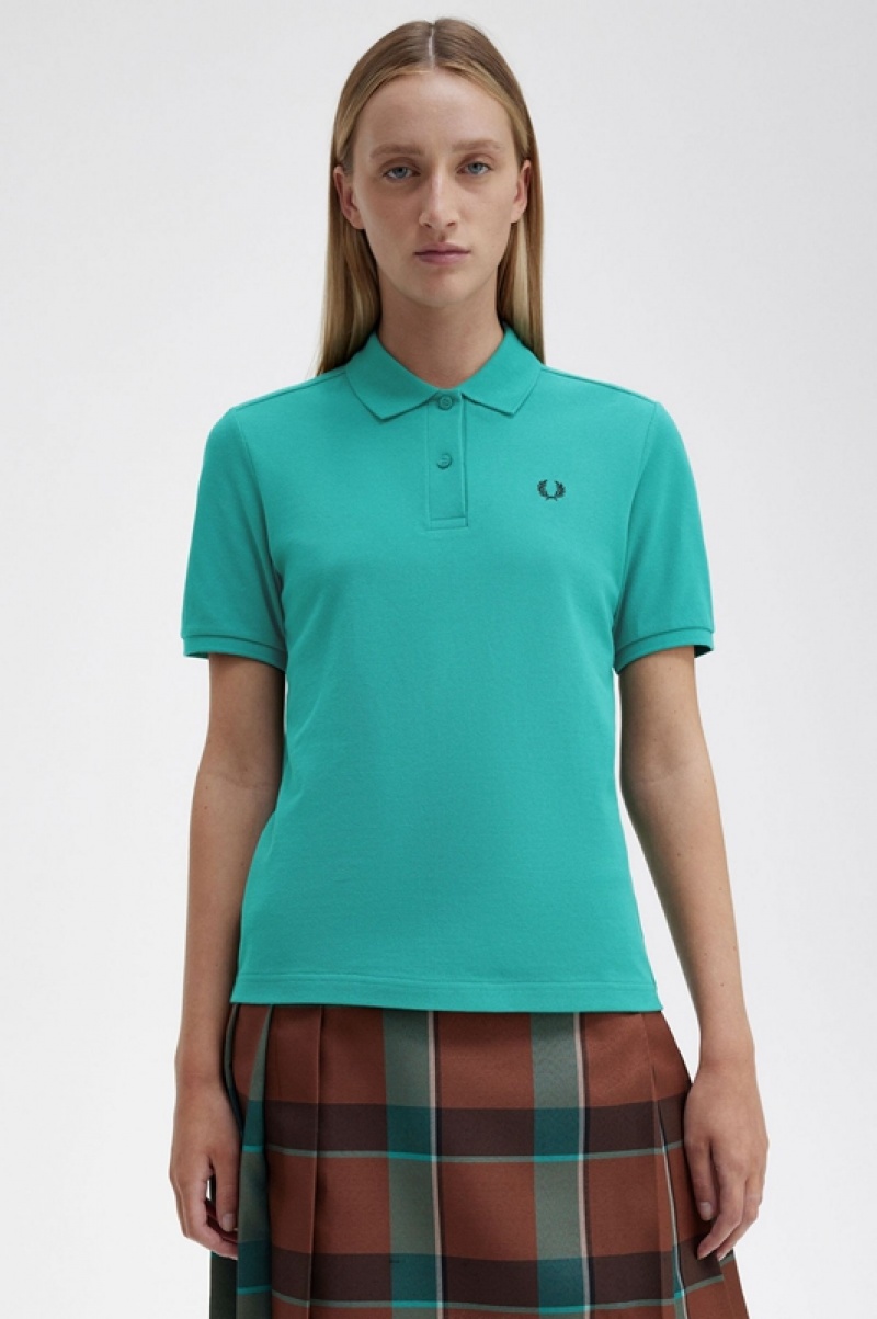 Fred Perry The Fred Perry Women's Polo Shirts Deep Mint | VDZ-372491