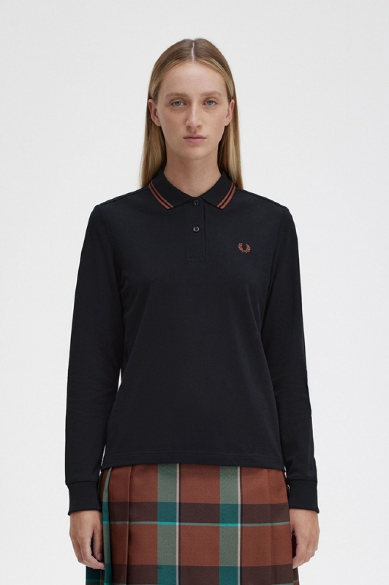 Fred Perry The Fred Perry Women's Polo Shirts Black | IQY-372480