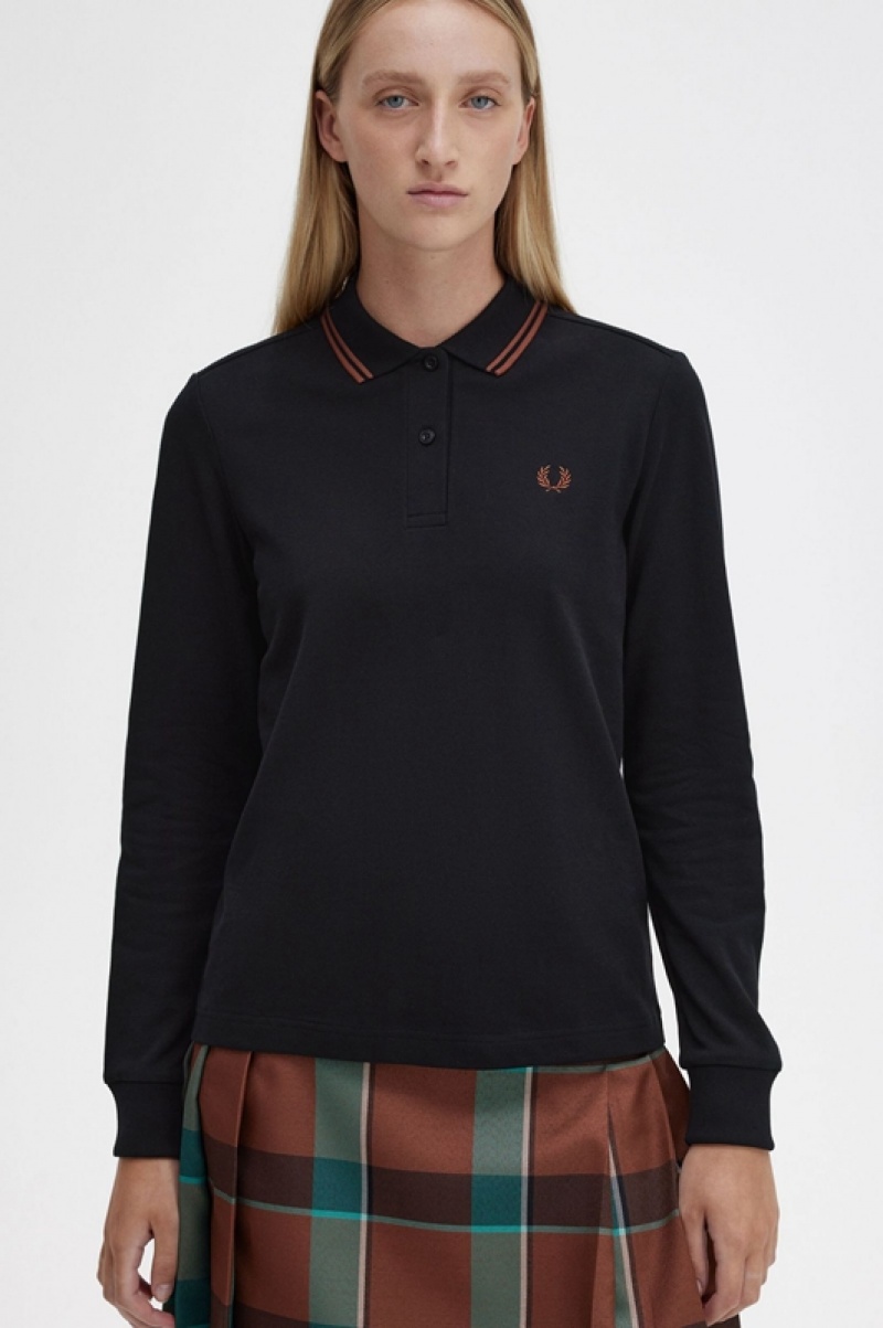 Fred Perry The Fred Perry Women's Polo Shirts Black | IQY-372480