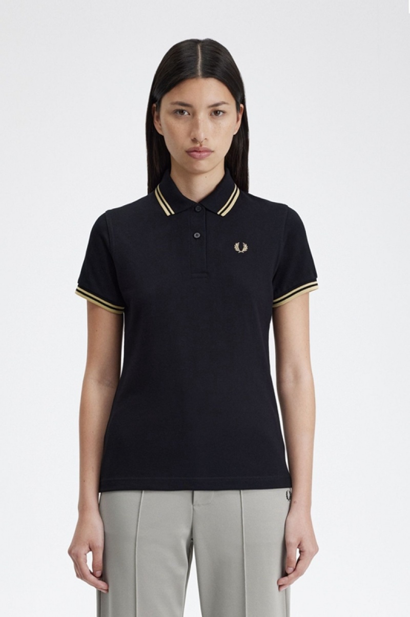 Fred Perry The Fred Perry Women's Polo Shirts Black | OBA-142860