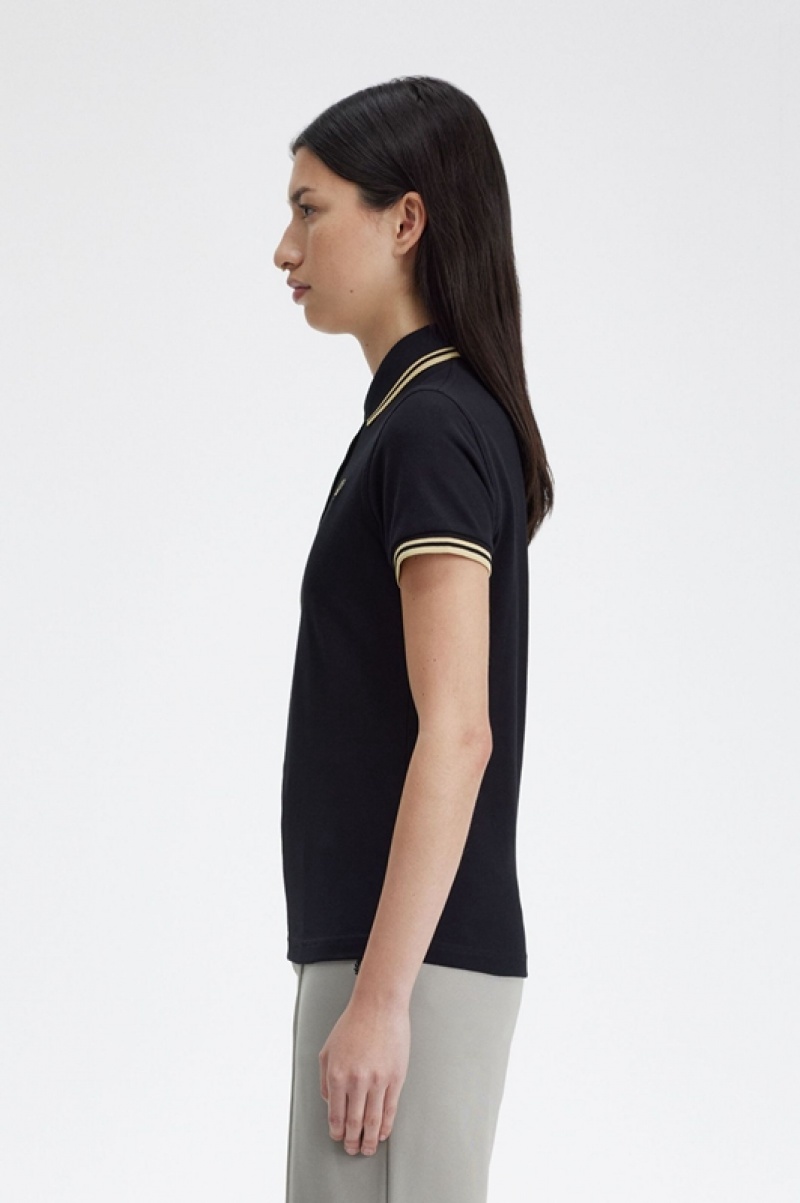 Fred Perry The Fred Perry Women's Polo Shirts Black | OBA-142860