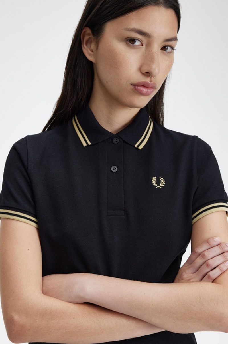 Fred Perry The Fred Perry Women's Polo Shirts Black | OBA-142860