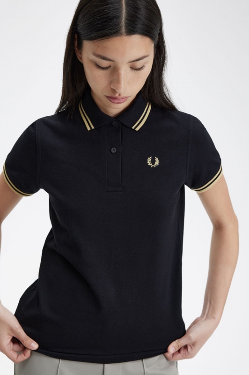 Fred Perry The Fred Perry Women's Polo Shirts Black | OBA-142860