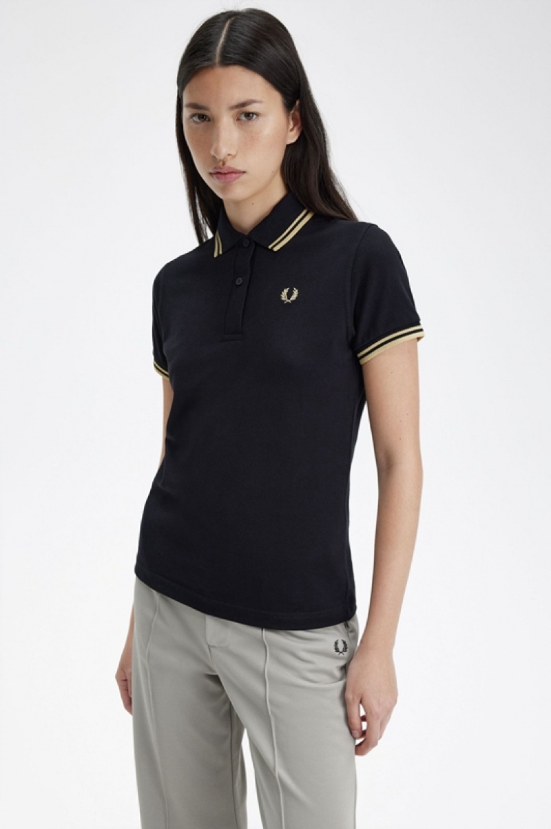 Fred Perry The Fred Perry Women's Polo Shirts Black | OBA-142860