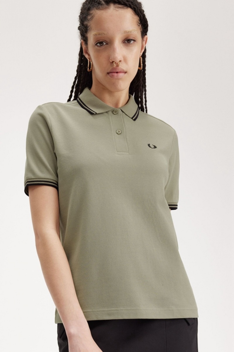 Fred Perry The Fred Perry Women's Shirts Green | CWT-437065