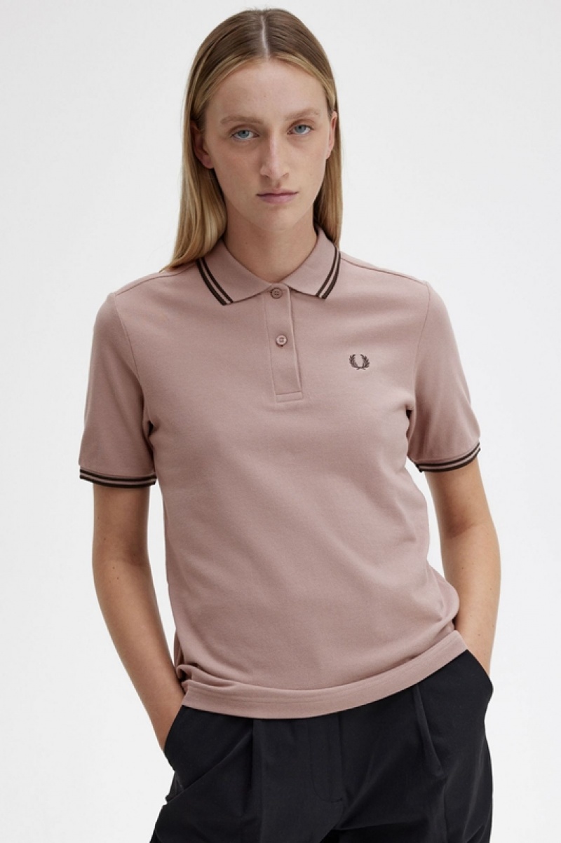 Fred Perry The Fred Perry Women's Shirts Dark Pink | DMA-032165