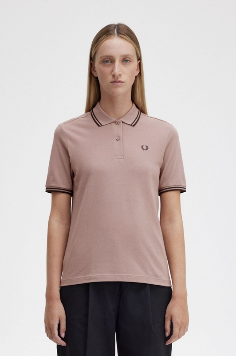 Fred Perry The Fred Perry Women\'s Shirts Dark Pink | DMA-032165