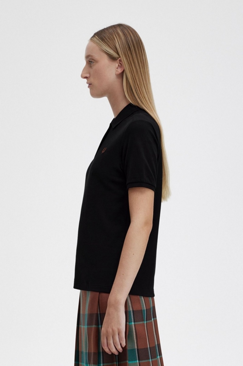 Fred Perry The Fred Perry Women's Shirts Black / Brown | XDW-184365