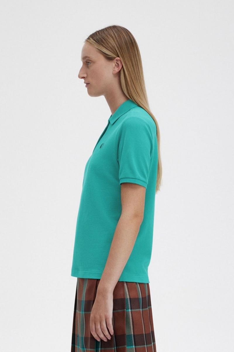 Fred Perry The Fred Perry Women's Shirts Deep Mint | MXL-312790