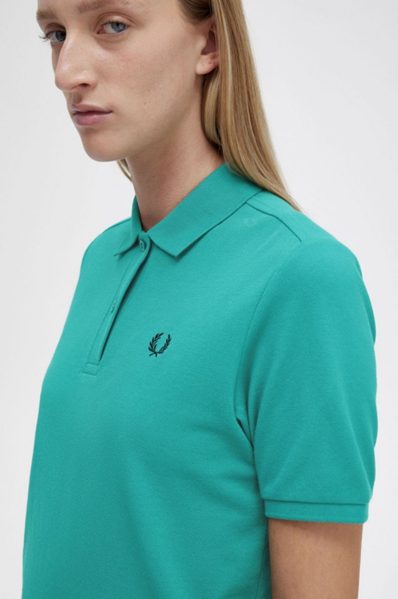 Fred Perry The Fred Perry Women's Shirts Deep Mint | MXL-312790