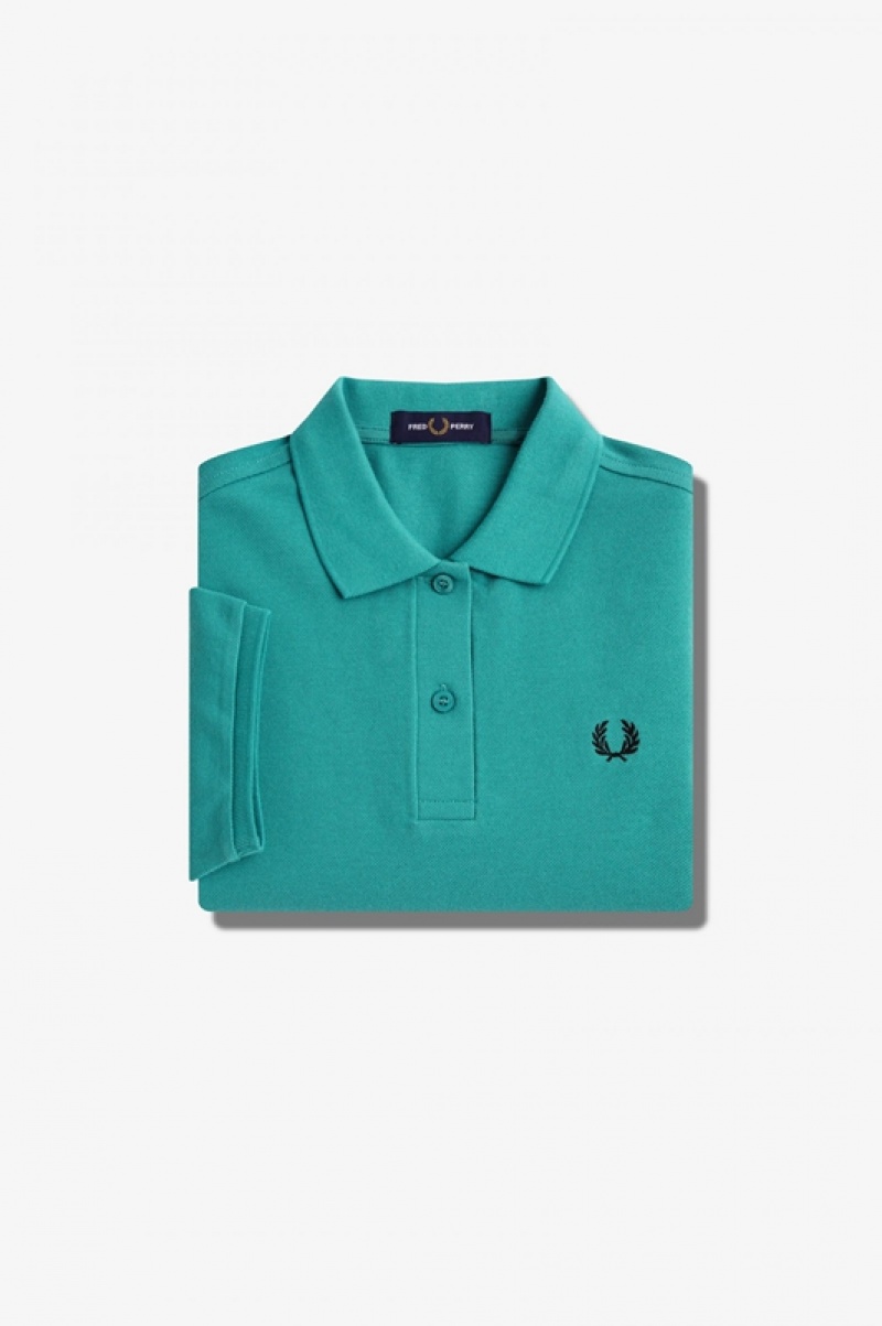 Fred Perry The Fred Perry Women's Shirts Deep Mint | MXL-312790