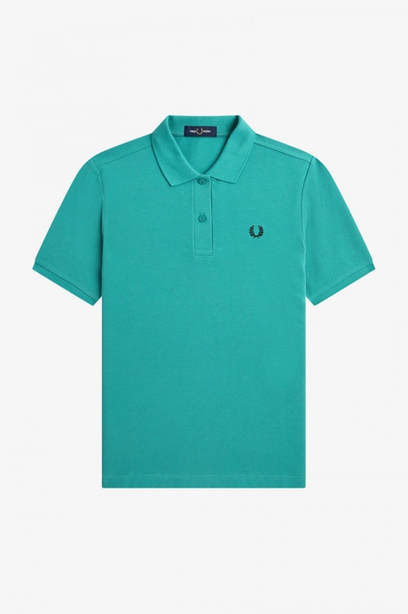 Fred Perry The Fred Perry Women's Shirts Deep Mint | MXL-312790