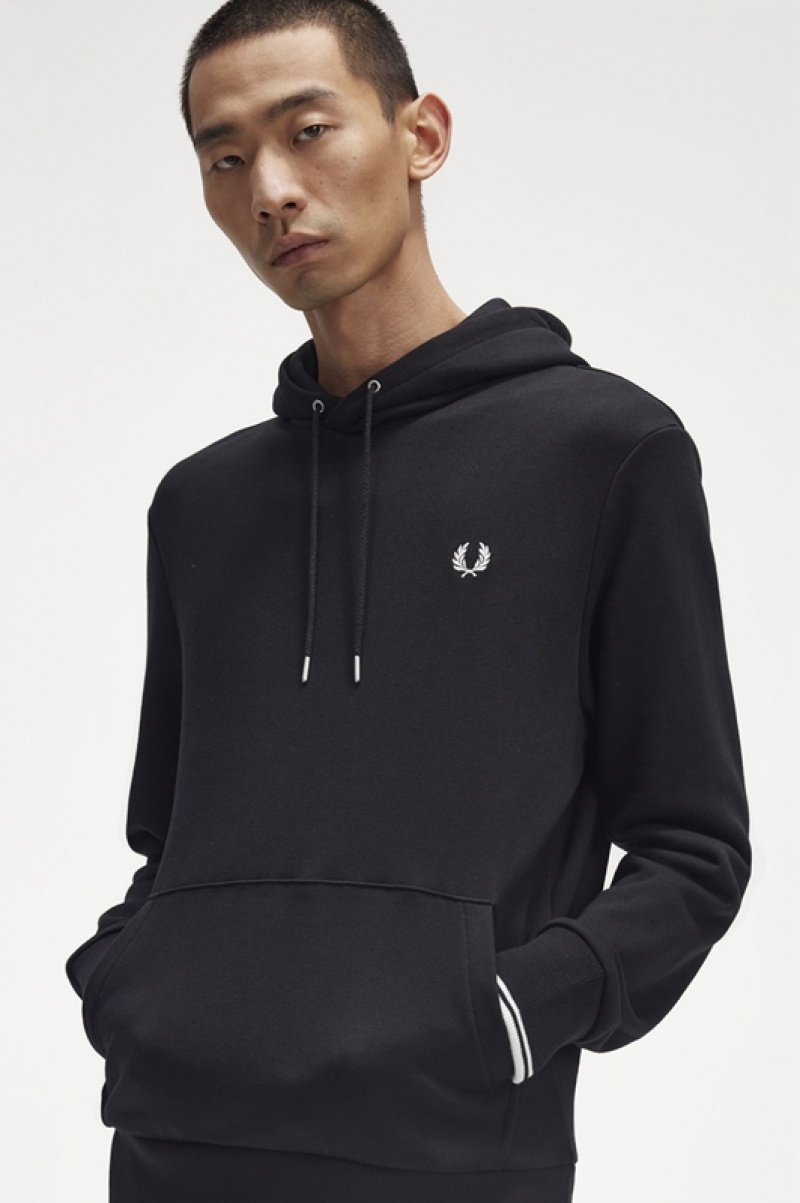 Fred Perry Tipped Hooded Men's Sweatpants Black | MQS-621753