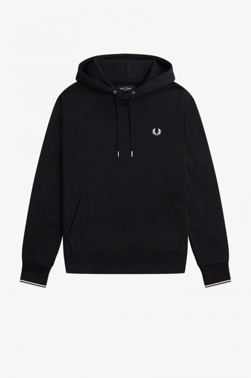 Fred Perry Tipped Hooded Men's Sweatpants Black | MQS-621753