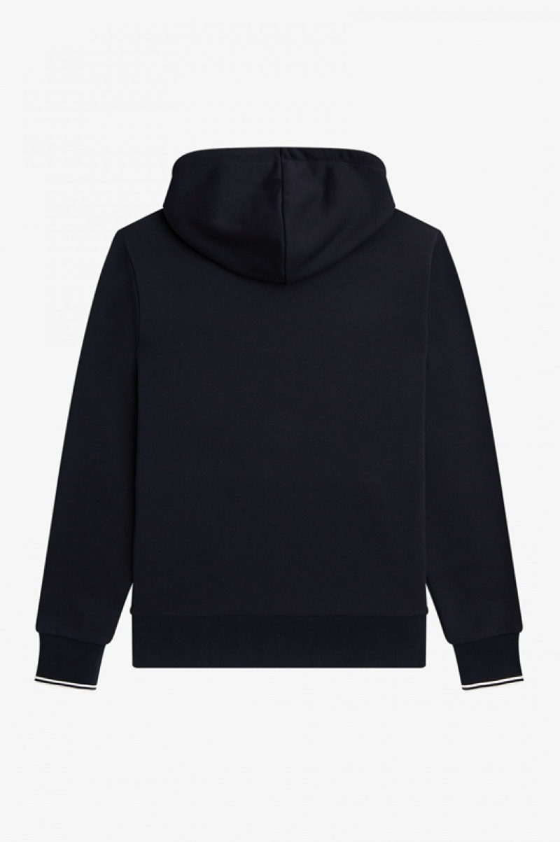 Fred Perry Tipped Hooded Men's Sweatshirts Navy | SCR-780246