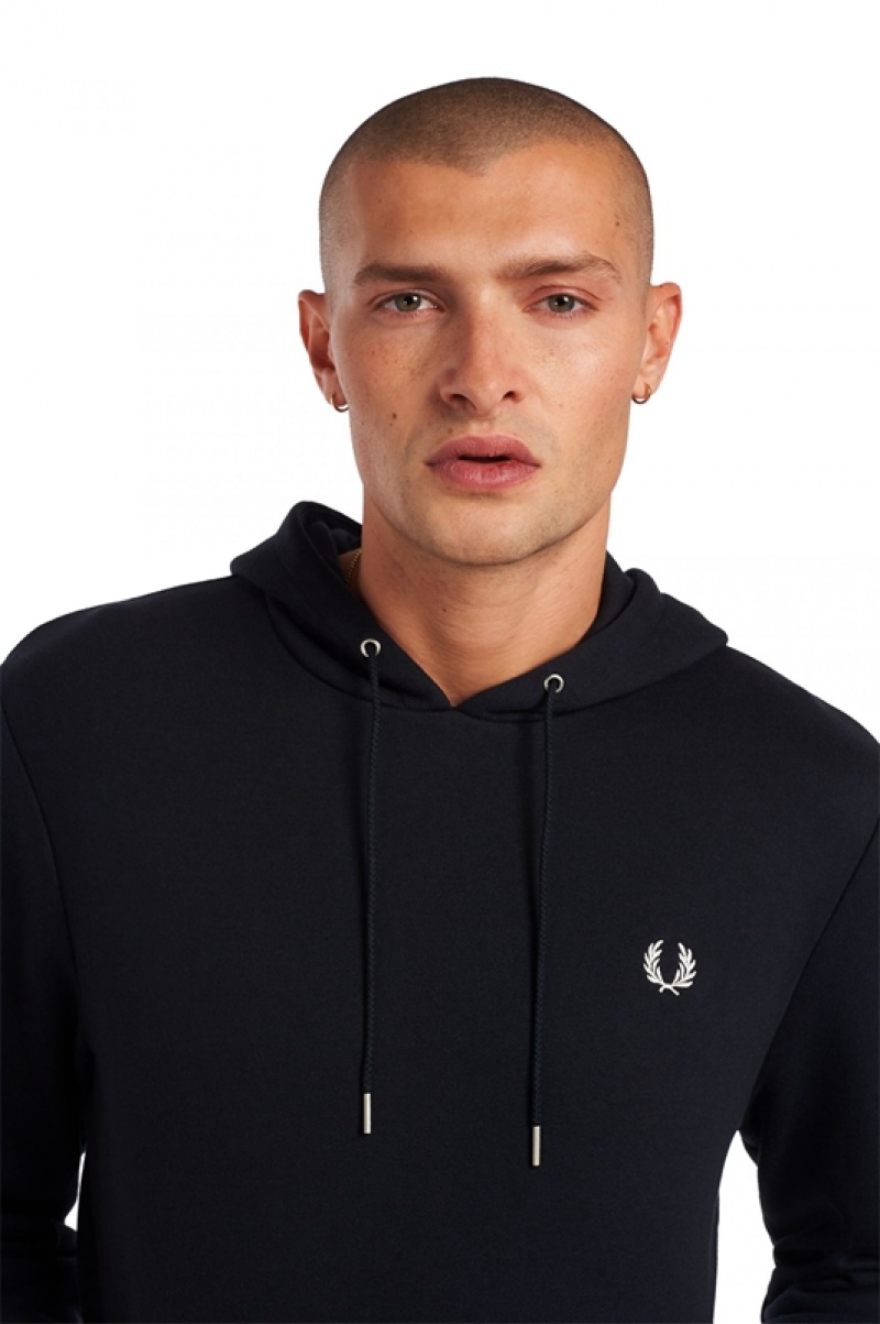 Fred Perry Tipped Hooded Men's Sweatshirts Navy | SCR-780246