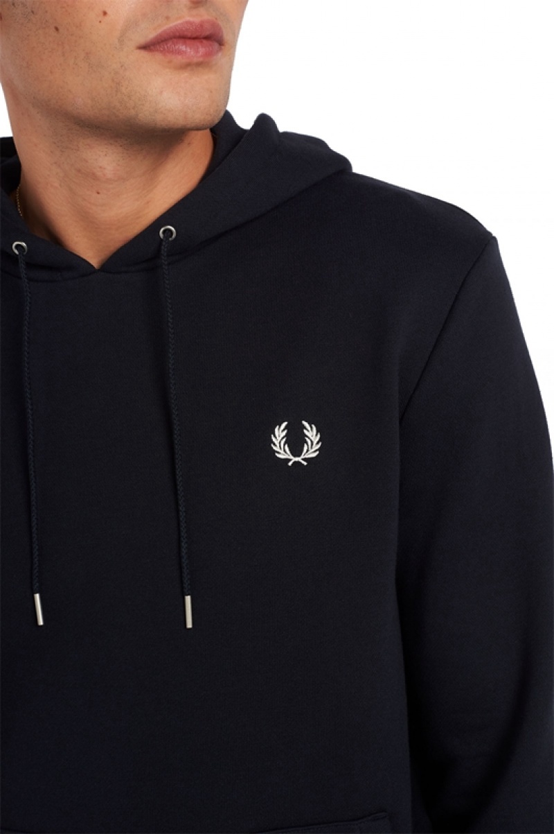 Fred Perry Tipped Hooded Men's Sweatshirts Navy | SCR-780246