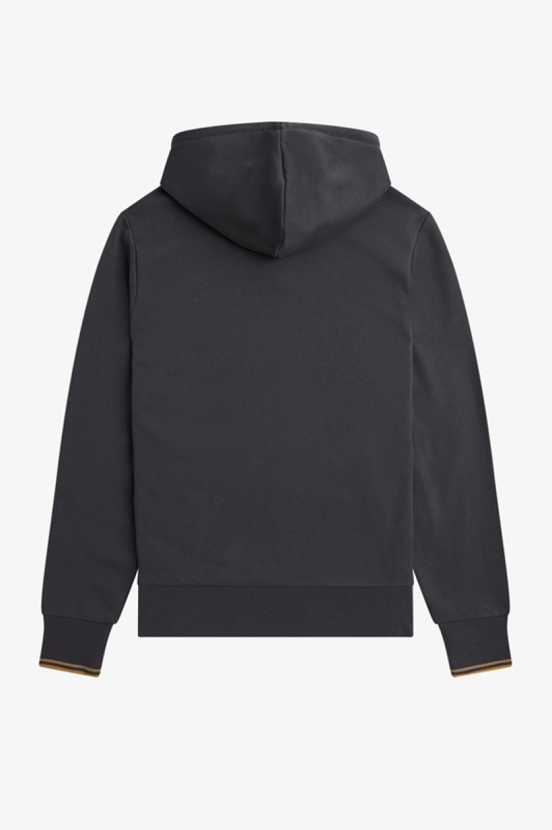 Fred Perry Tipped Hooded Men's Sweatshirts Grey | TXM-271856