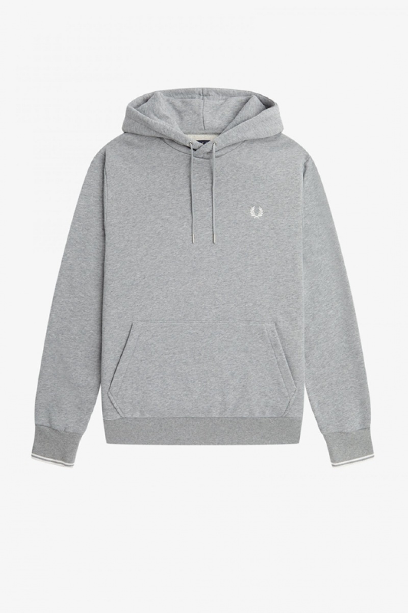 Fred Perry Tipped Hooded Men's Sweatshirts Grey | OVP-395071