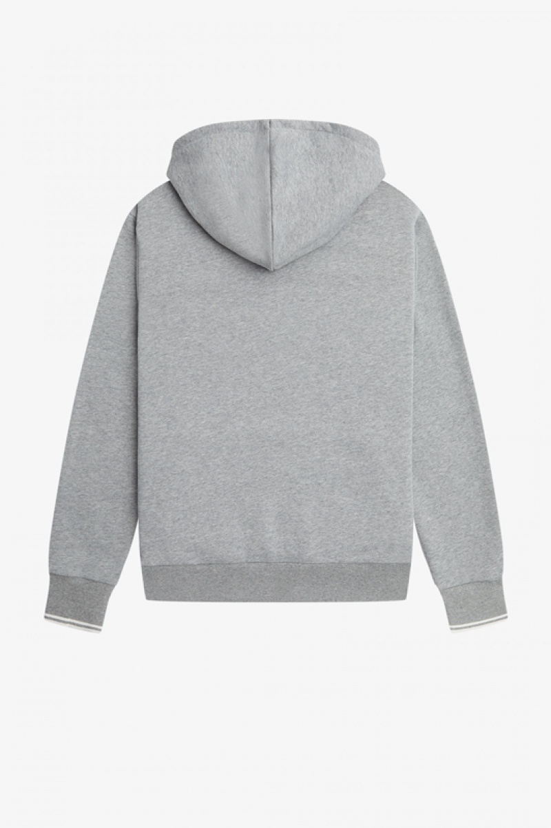 Fred Perry Tipped Hooded Men's Sweatshirts Grey | OVP-395071