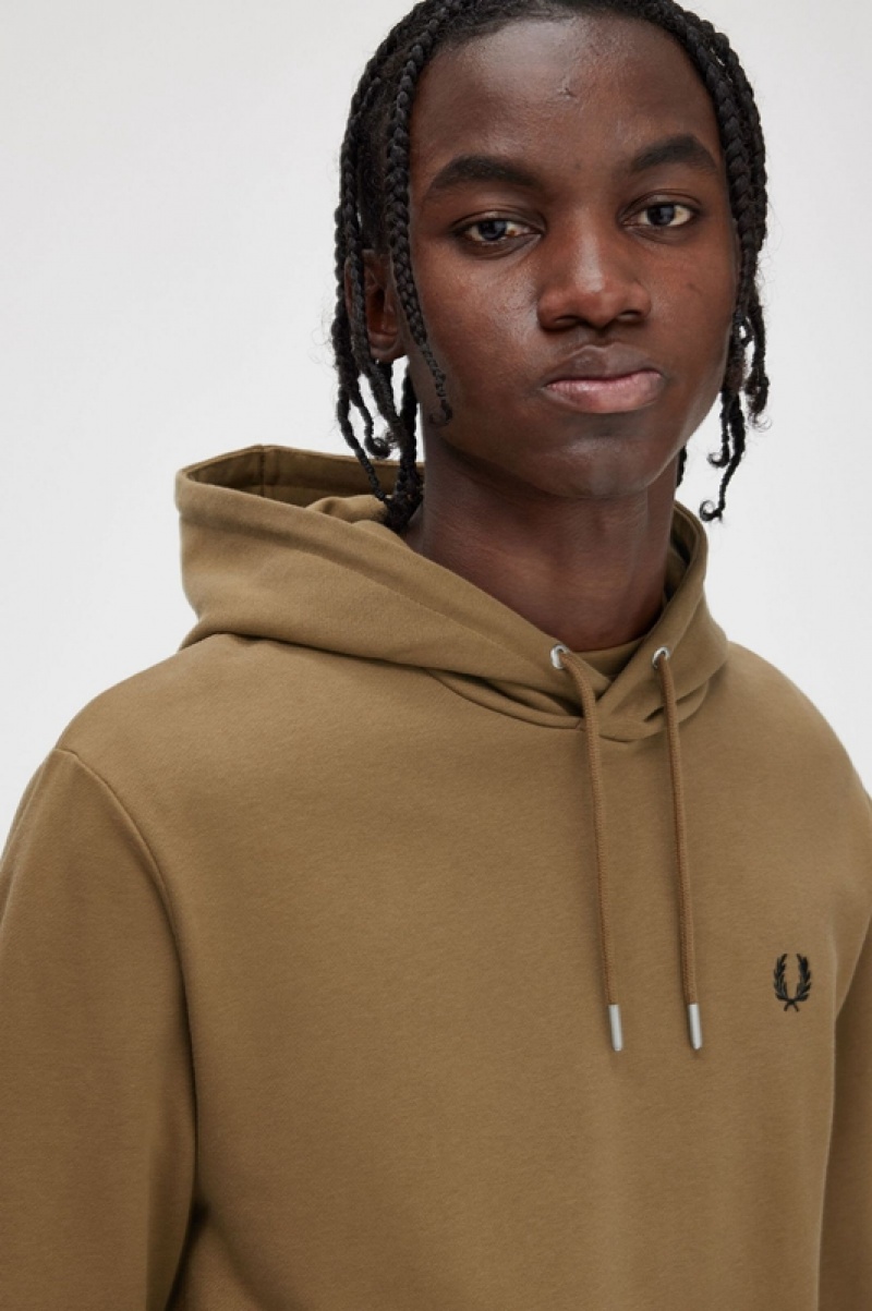 Fred Perry Tipped Hooded Men's Sweatshirts Dark Yellow | TNV-268740