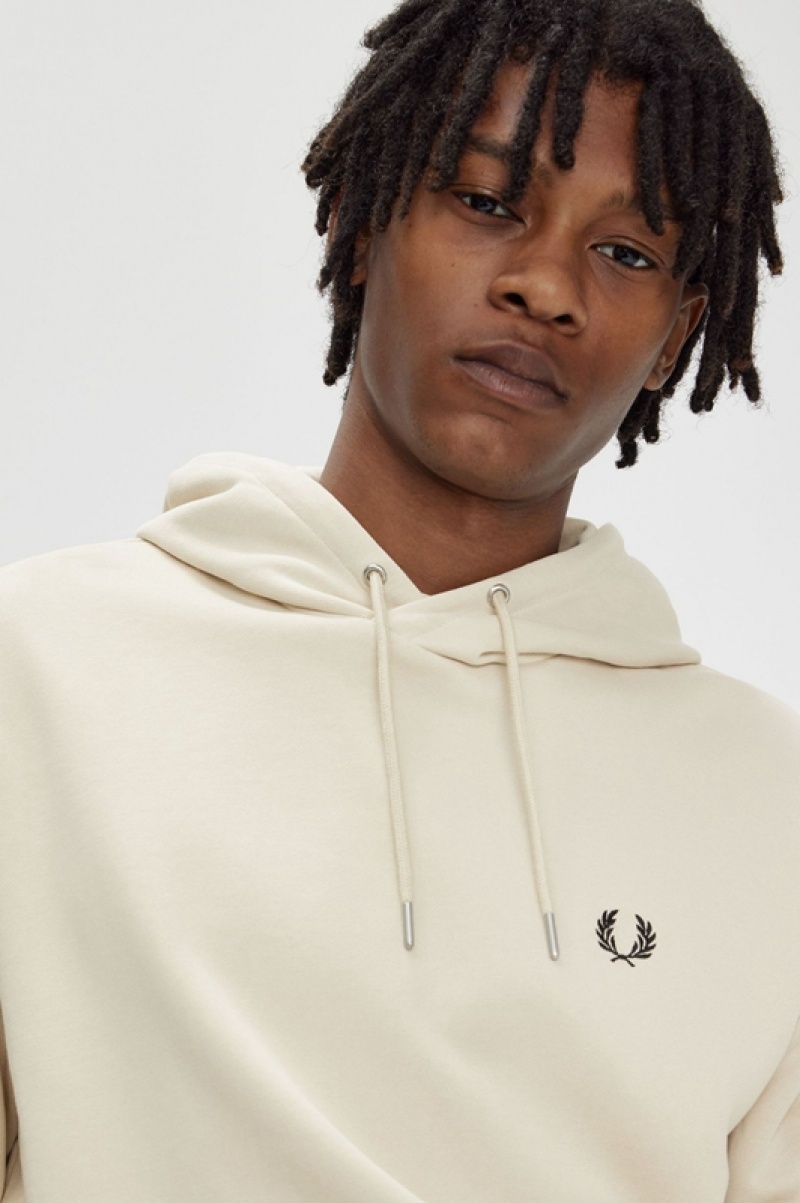 Fred Perry Tipped Hooded Men's Sweatshirts Beige | DJE-213495