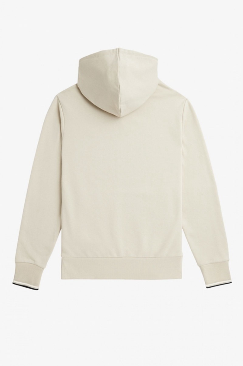 Fred Perry Tipped Hooded Men's Sweatshirts Beige | DJE-213495