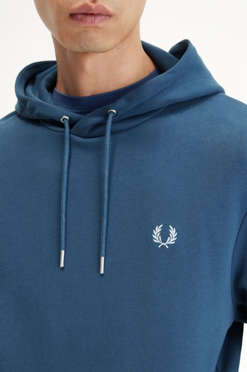 Fred Perry Tipped Hooded Men's Sweatshirts Blue | VGP-129037