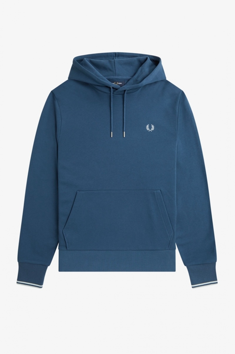 Fred Perry Tipped Hooded Men's Sweatshirts Blue | VGP-129037