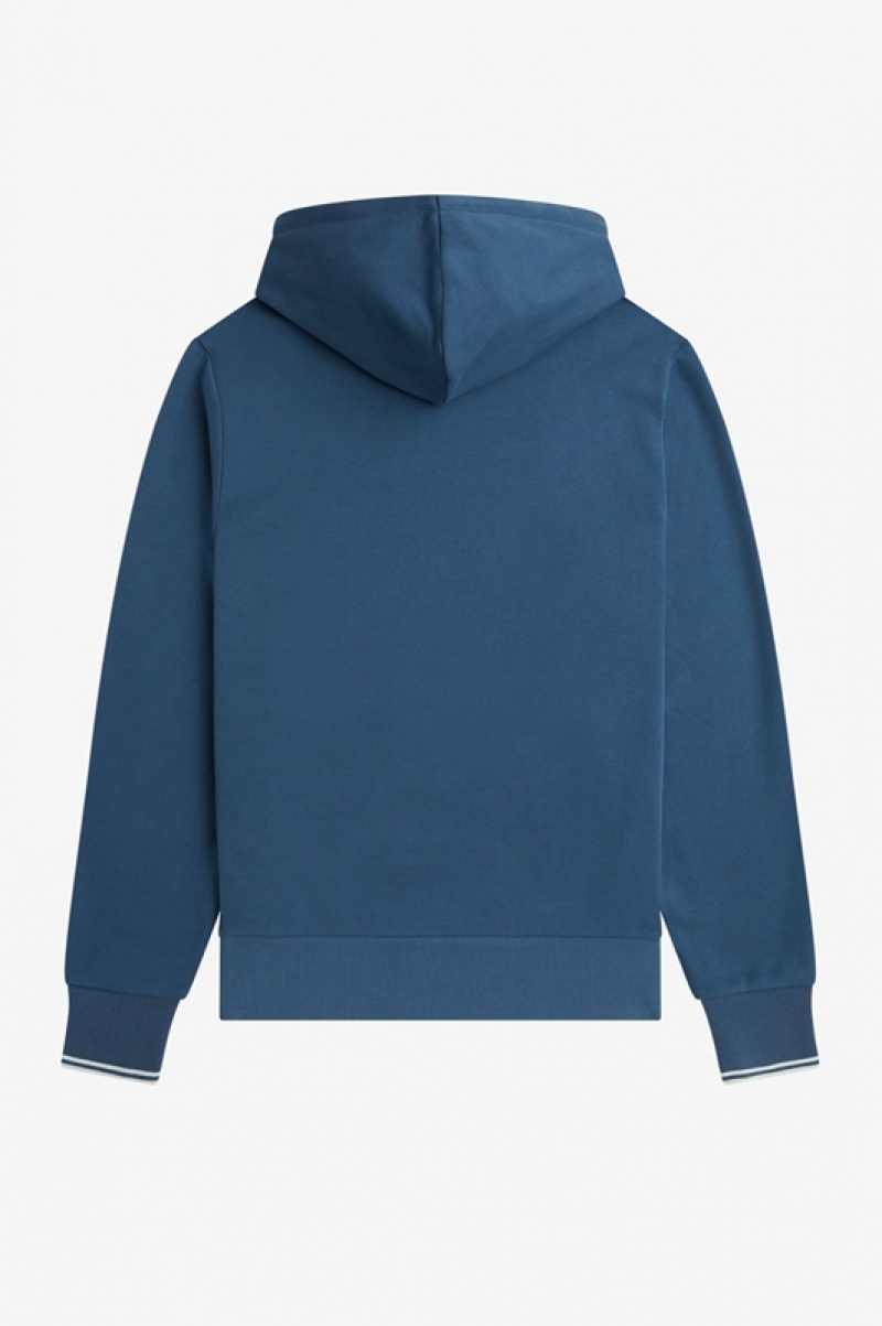 Fred Perry Tipped Hooded Men's Sweatshirts Blue | VGP-129037