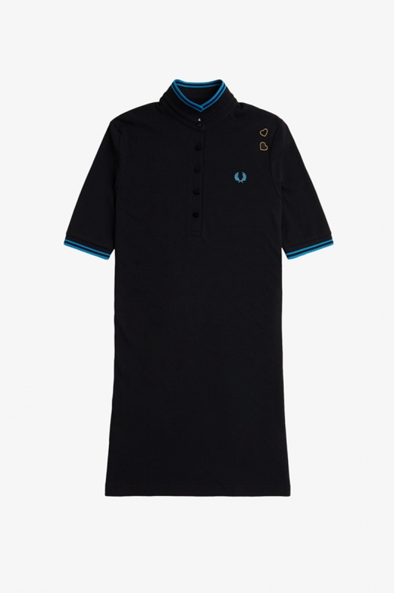 Fred Perry Tipped Pique Women's Dress Black | CKA-368901