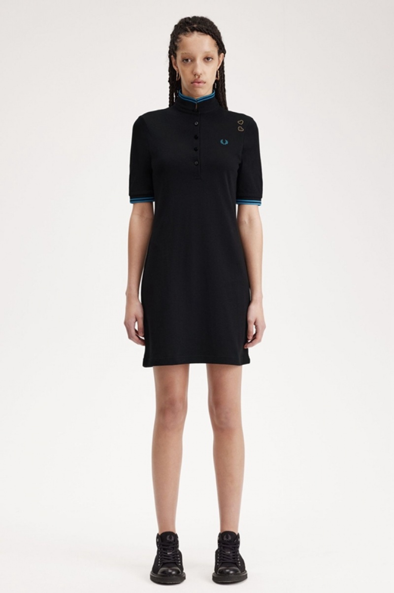 Fred Perry Tipped Pique Women\'s Dress Black | CKA-368901