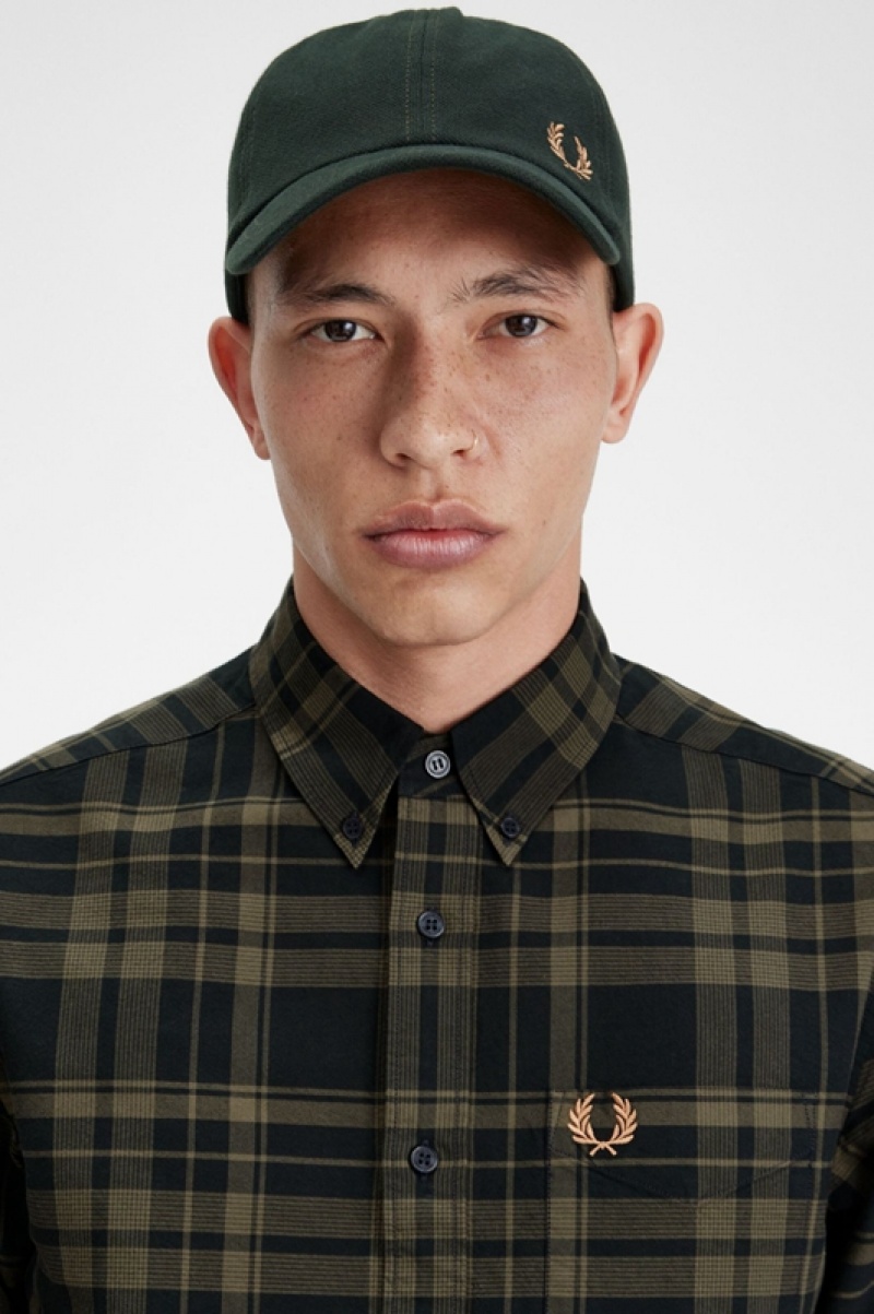 Fred Perry Tonal Tartan Men's Shirts Green | JVE-809375