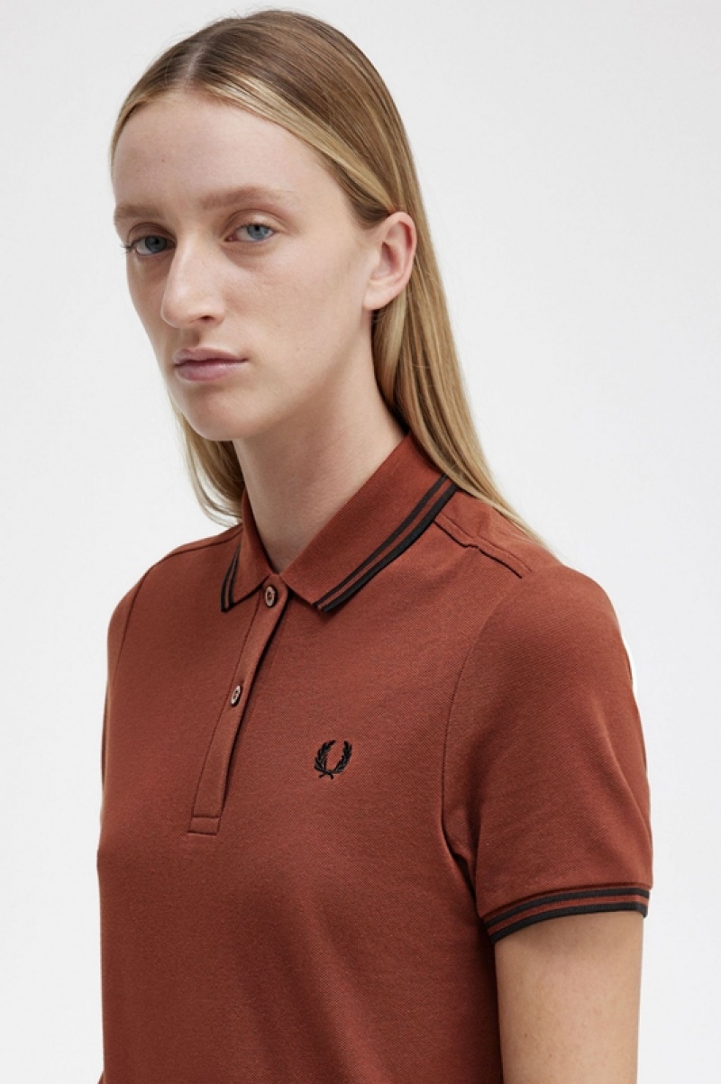 Fred Perry Twin Tipped Fred Perry Women's Dress Brown | FUL-802451