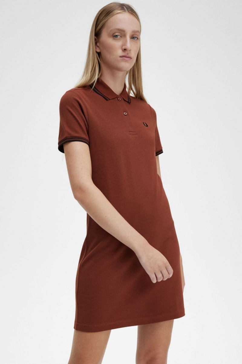 Fred Perry Twin Tipped Fred Perry Women's Dress Brown | FUL-802451