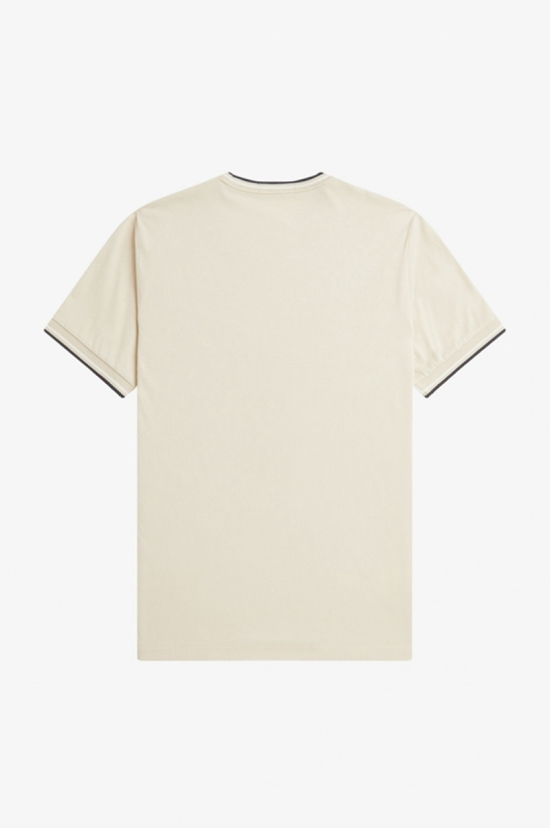 Fred Perry Twin Tipped Men's T Shirts Beige | LGA-793086