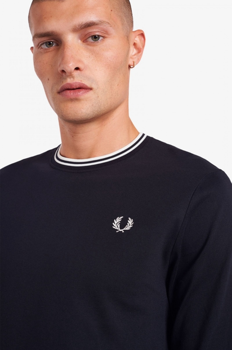 Fred Perry Twin Tipped Men's T Shirts Black | SMU-735140